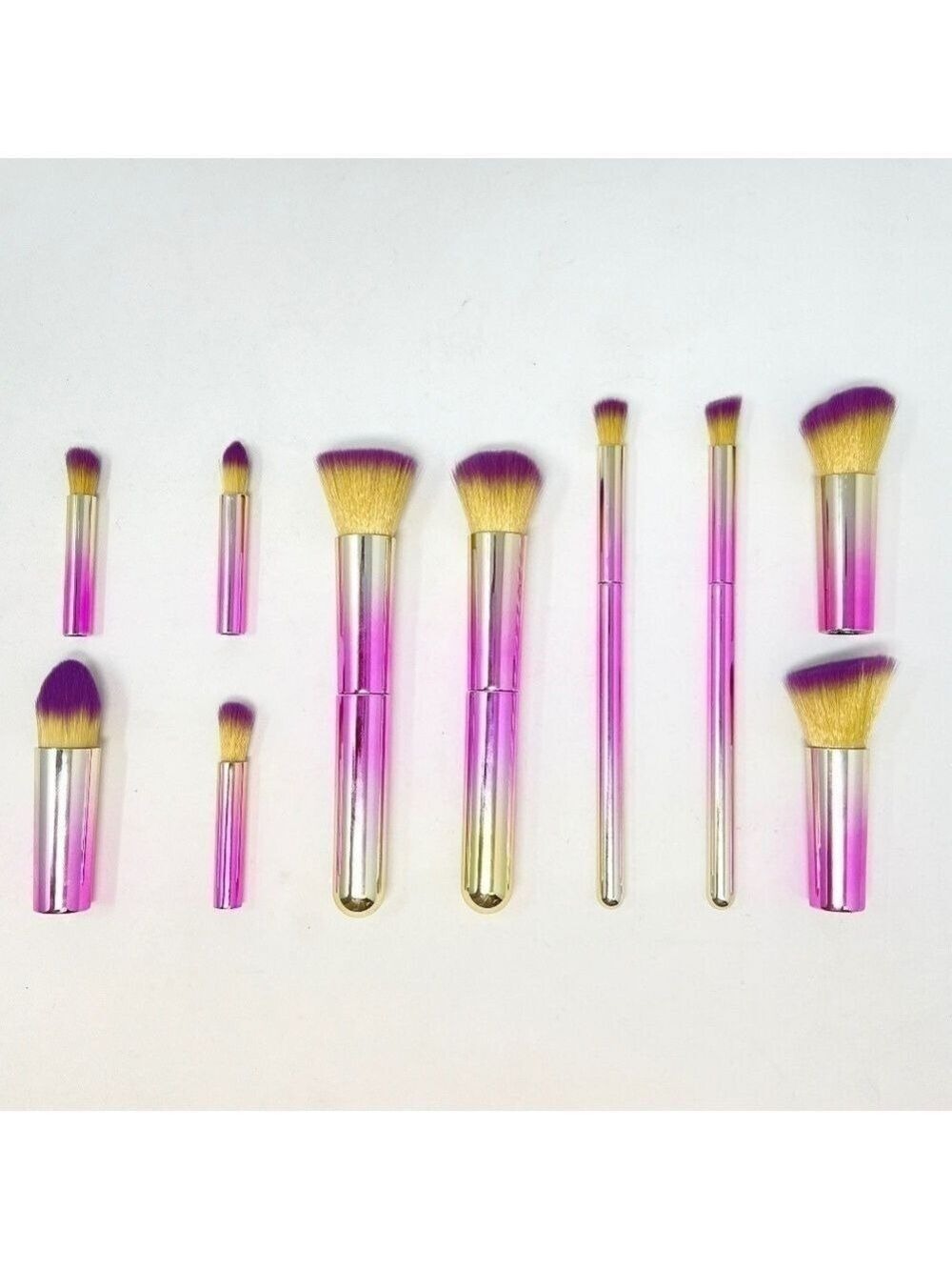 PINK Travel Brushes NEW W Box - 10 PIECE ESSENTIAL INTERCHANGEABLE FACE BRUSHES